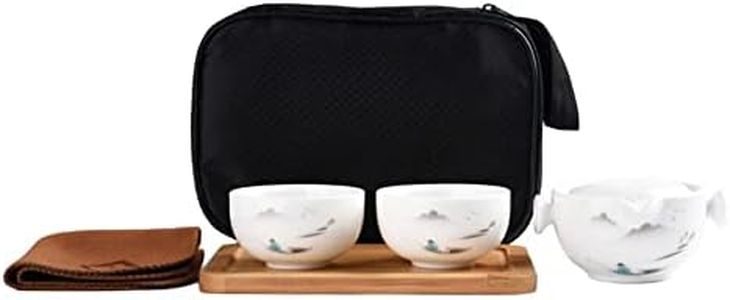 Liang baobao Convenient Teapot Cup Porcelain Teacup White Glazed Travel tea set (Landscape set)