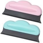 JCF Pet Hair Remover Brush, 2PCS Soft Rubber Pet Hair Remover Comb, Reusable Cat Dog Hair Remover Tool for Carpet Furniture Laundry Sofa Bedding and Clothes-(Blue,Pink)