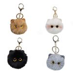 4 PCS Cat Keychain, Soft Cute Plush Ball Keychains, Mini Cat Stuffed Fluffy Keychain, Cute Cat Plush Keychain for School Students Gifts Keychain Handbag Plush Charms Car Decoration Accessories