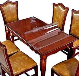 (60cm x 140cm , Clear Color) - Thick Furniture Table Protector Clear Plastic Tablecloth Mat Wipeable Glass Desk Topper Protective Cover Eco PVC Vinyl Coffee Dining Tabletop Easy Clean Water Resistant Protection Pad 60cm x 140cm