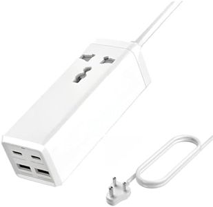 FACTOTECH 5 in 1 Super Charger 65W 2 USB Ports, 2 PD Type C Ports with 1 Power Socket Fit with Laptops,i-Phones, Mac-Book, Tablets, i-Pads, Power Banks etc