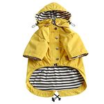 Morezi Dog Zip Up Dog Raincoat with Reflective Buttons, Rain/Water Resistant, Adjustable Drawstring, Removable Hood, Dog Raincoats with Legs 4kg to 36kg Available - Yellow - M