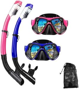 DIPUKI Snorkeling Gear for Adults Snorkel mask Set Scuba Diving mask Dry Snorkel Swimming Glasses Swim Dive mask Nose Cover Youth Diving (Blue+Pink（2 Pack）)