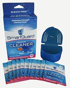 SmartGuard Premium Cleaner Crystals & Cleaning Case -(110 Cleanings)- Removes Stain, Plaque, Bad Odor from Invisalign, Clear Braces, Dentures, Night Guards, Mouth Guard, Retainers.
