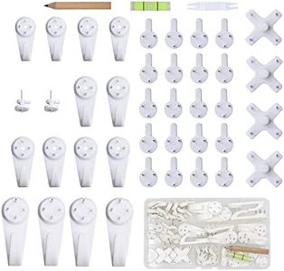 EuTengHao 43Pcs Invisible Nail Screws Wall Hooks No Trace Picture Hangers Traceless Photo Hook Hardwall Drywall Picture Hooks Multi Function Heavy Duty Picture Art Painting Frame Hanger (35Lbs,6Types)