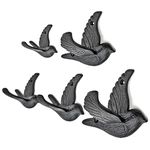 Ambipolar 5-Pack Bird Flying Style Coat Hooks, Vintage Black Hooks for Coats, Hats, and More, Sturdy Cast Iron Construction, Rustic Farmhouse Theme, Easy Installation Versatile and Durable