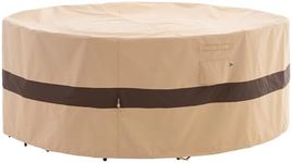 WJ-X3 Round Patio Furniture Cover, 110" D x 31" H, Waterproof, UV Resistant, Anti-Fading Outdoor Cover for Round Dining Table and Chairs Set, Beige & Coffee