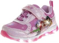 Disney Princess Shoes LED Light Up - Cinderella Snow White Belle Tiana - Girls Athletic Lightweight Tennis Breathable Running Sneakers - Pink (Size 10 Toddler)