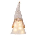 Valery Madelyn Pre-Lit Christmas Tree Topper with Lights, 16.5" Lighted White Gold Plush Gnome Tree Topper for Christmas Tree Decorations, Xmas Holiday Party Decor Gift, Battery Operated