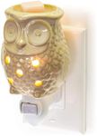 Dawhud Direct Wall Plug-in Wax Warmer for Scented Wax Ceramic Antique White Ceramic Owl Electric Home Fragrance Warmer for Essential Oils Candle Wax Melts and Tarts Scent Warmer Night Light