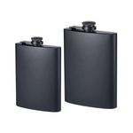 2 Pack Hip Flasks for Liquor, 8 oz & 10 oz Matte Black Stainless Steel Leakproof Flask Alcohol- Great Idea Gifts Groomsmen Gifts，Portable Pocket Whiskey Flasks for Men & Women