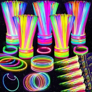 SHQDD 500 Glow Sticks Bulk Party Pack, 8” Neon Glow Sticks, DIY Glowsticks with Connectors Bracelets & Necklaces, Glow in the Dark Party Supplies for Kids, Adults, Parties, Halloween & New Year