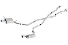 BORLA 140449 Cat-Back Performance Exhaust System for Dodge Durango R/T V8 T-304 Stainless Steel S-Type Sound Dual Split Rear Exit Single 4.5" Round T-304 Stainless Steel Tips On Each Side