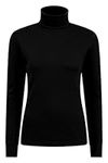 Mountain Warehouse Meribel Womens Roll Neck Top - 100% Combed Cotton Thermal Baselayer, Breathable, Lightweight, Isotherm with Fitted Sleeves - Ideal for Black 12