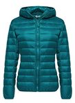 Wantdo Women's Hooded Winter Light Down Coat Packable Jacket Oiled Green Medium