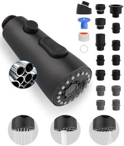 Universal Stainless Faucet Head Replacement Pull Down Kitchen Faucet Head with 15 Adapters, 3 Water Modes Kitchen Sink Faucet Sprayer Head, Oil-Rubbed Finish