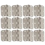 Zion 3 Inch Satin Nickel Round Door Hinges Silver Interior Door Hinges 3x3 Hinges Heavy Duty for Hollow Core Doors - 12 Pack