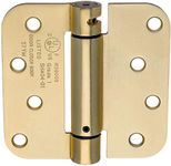 Dynasty Hardware 4" x 4" Mortise Spring Hinge with 5/8" Radius Corners, Satin Brass - Pack Of 2 Hinges