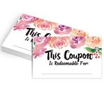 50 Coupon Cards, Floral Blank Gift Certificates Redeem Vouchers for Business, Coupons for Mom, Wife, Husband, Business - Vouchers, Business Services Coupon to Offer Customer Rewards and Incentives