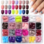 Massmot 24 Color Press On Nails Sets, 576Pcs Glossy Colored Straight Fake Nails, Full Cover Artificial Fingernails Acrylic Tips Manicure Design Decor for Women Girls DIY Nail (Short Oval Nails)