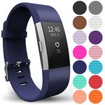 Yousave Accessories Compatible Strap for FitBit Charge 2, Silicone Sport Wristband - (Small - Single Pack, Dark Blue)