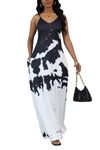 BessCops Summer Maxi Dresses for Women 2024 Plus Size Sundresses Casual Fashion Sleeveless Loose Long Sexy Dress with Pockets, 33floral Black and White, XXL