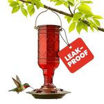 More Birds 76IN Jewel Glass Hummingbird Feeder, Red - 20 oz