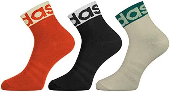 adidas Original Flat Knit Men Ankle Length Cotton Socks - 3 Pairs (6N, Ad-0341, Glory Amber/Black/Alumina)