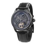 Thomas Earnhshaw Men's Longitude Shadow Automatic Watch with Grey Dial Skeleton Display and Black Leather Strap ES-8063-03