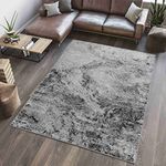 Rug Branch Sakarya 8' x 10' (7'10" X 10'10") Abstract Splash Indoor Area Rug, Contemporary, Grey Black - Living Room, Bedroom, Dining Room, and Kitchen