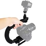 C-Shaped Handheld Camera Bracket, PULUZ Portable C/U Shape Handle Stabilizer Kit with Clod Shoe + Adapter + Phone Clamp + Mount + Screw for SLR Cameras & DVS & Smartphones & Sports Action Cameras