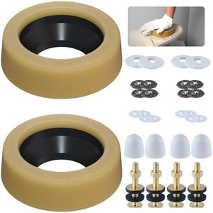 iFealClear 2 Pack Extra Thick Toilet Wax Ring Kit with Bolts, Wax Ring Gasket for Toilet Bowl, Fits 3-inch or 4-inch Waste Lines, Gas, Odor and Watertight Seal, Extra PE Flange & Retainers