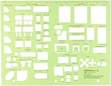 ALVIN Interior Design Template 8.5" x 11" Model TD7161 Kitchen, Bed, and Bath Template, Interior Design, 8.5 x 11 x .030 Inch