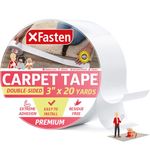 XFasten Double Sided Carpet Tape for Area Rugs 3 Inch x 20 Yards Residue-Free Carpet Tape Double Sided Rug Tape for Laminate Floors, Rug Tape Gripper for Carpet, Tape for Hardwood Floors