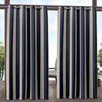 Exclusive Home Curtains Canopy Stripe Panel Pair 54x96 Navy/Sand