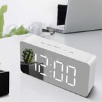 QIMIT Digital Alarm Clock Table Clock for Students, Home, Office, Corporate with Automatic Sensor, Date & Temperature-Black,Plastic, 14W x 8H Centimeters (Silver)