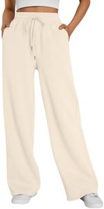 Trendy Queen Womens Wide Leg Fleece Lined Sweatpants Apricot S