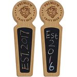 Fanfoobi Set of 2 Wooden Beer tap Handle with Chalkboard Premium Craft Beer, Made of Cherry, Round Top 8.3 INCH Long, Perfect for Homebrew, Kegerators or Bars