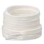 Stepace [2 Pairs] 100% Cotton Flat Shoe Laces 5/16" Wide Shoelaces for Sneaker Running Athletic Shoes Off White 120