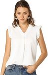 Allegra K Women's Sleeveless Ruffled Vintage Blouses Ruffle Trim Work Tops White X-Small