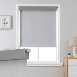 Joydeco No Drill Blackout Shades, Free-Stop Cordless Roller Shades, UV Protection, Thermal Insulated Blinds for Indoor Windows, Easy Install Window Blinds for Home and Office (Grey, 35" W X 75" H)