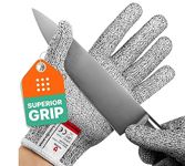 NoCry Cut Resistant Gloves with Grip Dots - High Performance Level 5 Protection, Food Grade. Size Extra Large, Free Ebook Included!