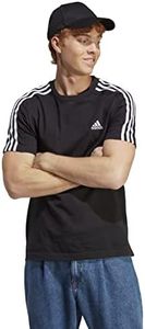 adidas Sportswear Essentials Single Jersey 3-Stripes Men's T-Shirt, Black/White, Medium