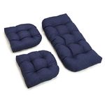 Blazing Needles Outdoor Tufted Settee Cushion Set, Azul 3 Count