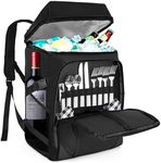 ITHWIU Cooler Backpack Insulated Leakproof bag Keeps 52 Cans Cold for Up to 18 Hours, 11 X 7.5 X 16.5 Inch Portable Lightweight Beach Travel Camping Lunch Backpack for Men and Women, Black