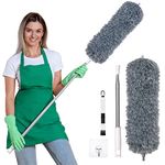 Vicloon Extendable Feather Duster, Microfiber Duster with Extra Long 100 inches Telescopic Pole, Telescopic Dusters with Bendable Head, Hand Duster for Cleaning High Ceiling Fan, Blinds, Cobweb, Car…