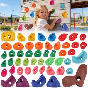 SREHRLY 50 PCS Rock Climbing Wall for Kids,Rock Wall Climbing Holds,Adults Climbing Wall Grip Kits Holds Up to 230 lbs for Outdoor Indoor Home Playground Climbing Holds