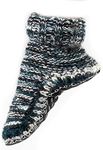 Tibetan Socks Wool Hand Knit Fleece Lined Mid Bootie Slipper Sock Non Slip Sole S Greyscale