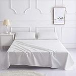 Microfiber Bedding Flat Sheet, Ultra Soft and Wrinkle, Fade, Stain Resistant Top Sheet (White, Flat Top Sheet (Twin))