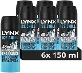 Lynx Ice Chill Aerosol Bodyspray 48 hours of odour-busting zinc tech iced mint & lemon deodorant 6x 150 ml